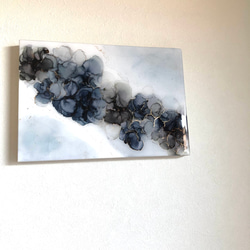 アルコールインクアートパネル　No.2 漆黒の花 3枚目の画像