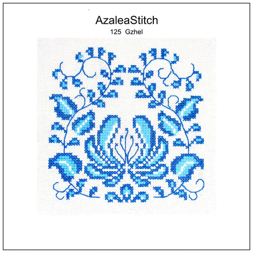 クロスステッチ図案 125「Gzhel」グゼル ceramic pattern motive Gzhel