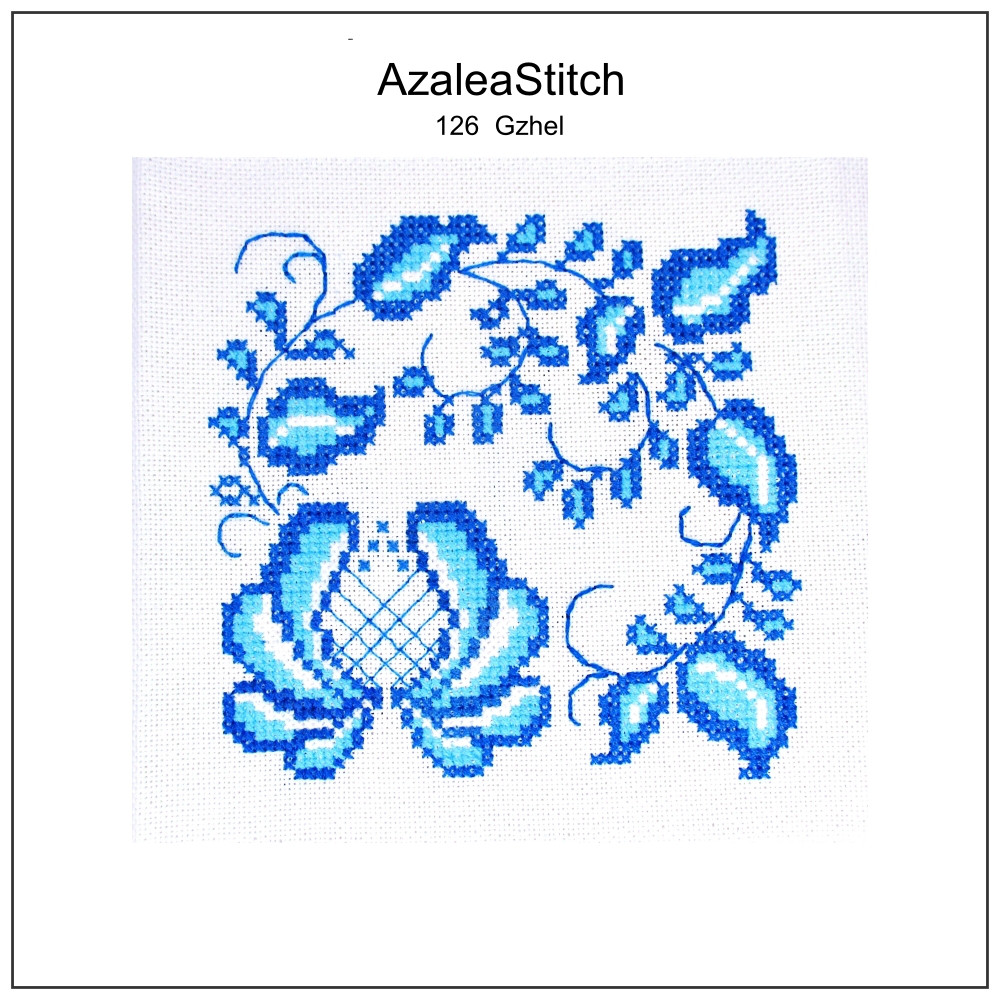 クロスステッチ図案 126「Gzhel」グゼル ceramic pattern motive Gzhel