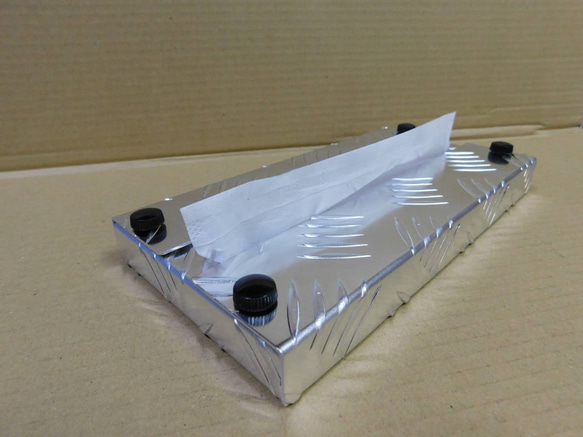 極薄 アルミ縞板 ティッシュケース 【その5】薄型 ティッシュボックス