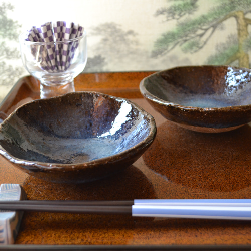 再入荷！】深めの取り分け皿2個セット（コスモブルー）＊とんすい 小皿