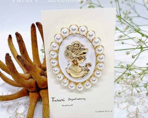 カメオ　セット　❺ 女性・貴婦人のカメオルース、ブローチ　4点セット　中古 カメオセット➄ 女性・貴婦人のカメオルース、ブローチ4点セット中古