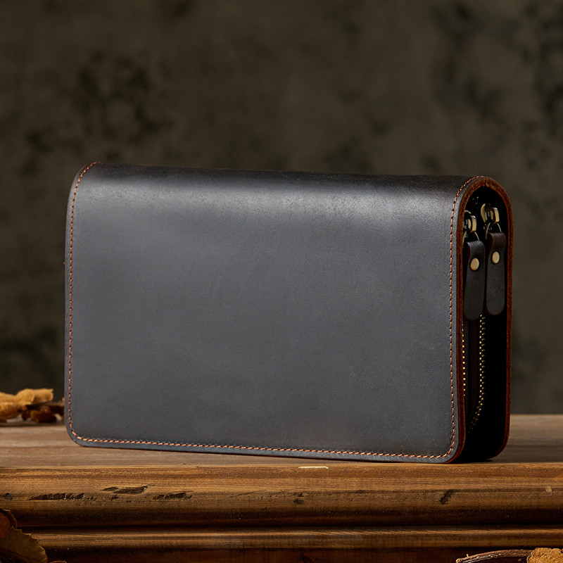 「Crazy horse」牛革長財布 本革クラッチバッグ #5554