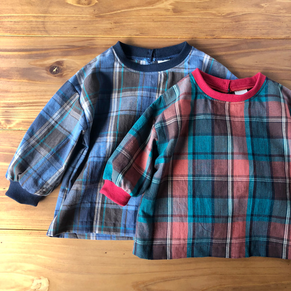 マドラスチェック こどもブラウス【90.100.110size】 子供服 mocci  