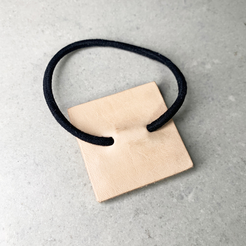 TH-75 美濃焼 ヴィンテージタイルのヘアゴム 『 裏面レザー加工