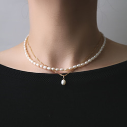 淡水パール×チェーンの2連ネックレス ネックレス・ペンダント chiharu