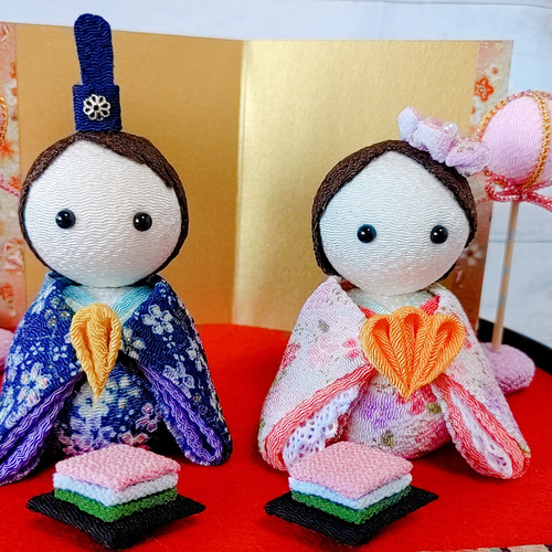 現代風 おひなさま ひな人形 ちりめん 桃の節句 つまみ細工 雛人形