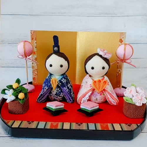 現代風 おひなさま ひな人形 ちりめん 桃の節句 つまみ細工