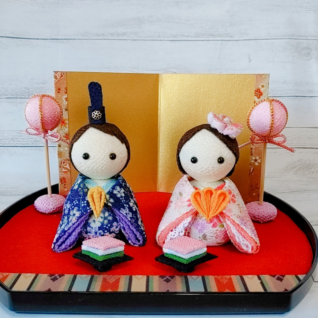 布風船つまみ細工＊ ＊創作お着物 お人形 布人形 お正月〜お雛祭り 文化人形