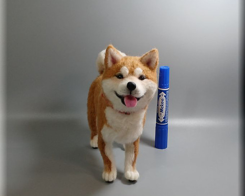 羊毛フェルト 犬 柴犬 犬フィギュア 羊毛フェルト モンブラン