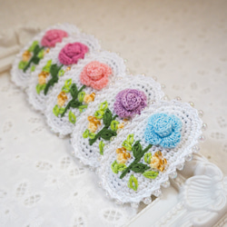 かぎ針編み クラシカルなバラのヘアピン(全5色)  ヘアアクセサリー/バレッタ 2枚目の画像