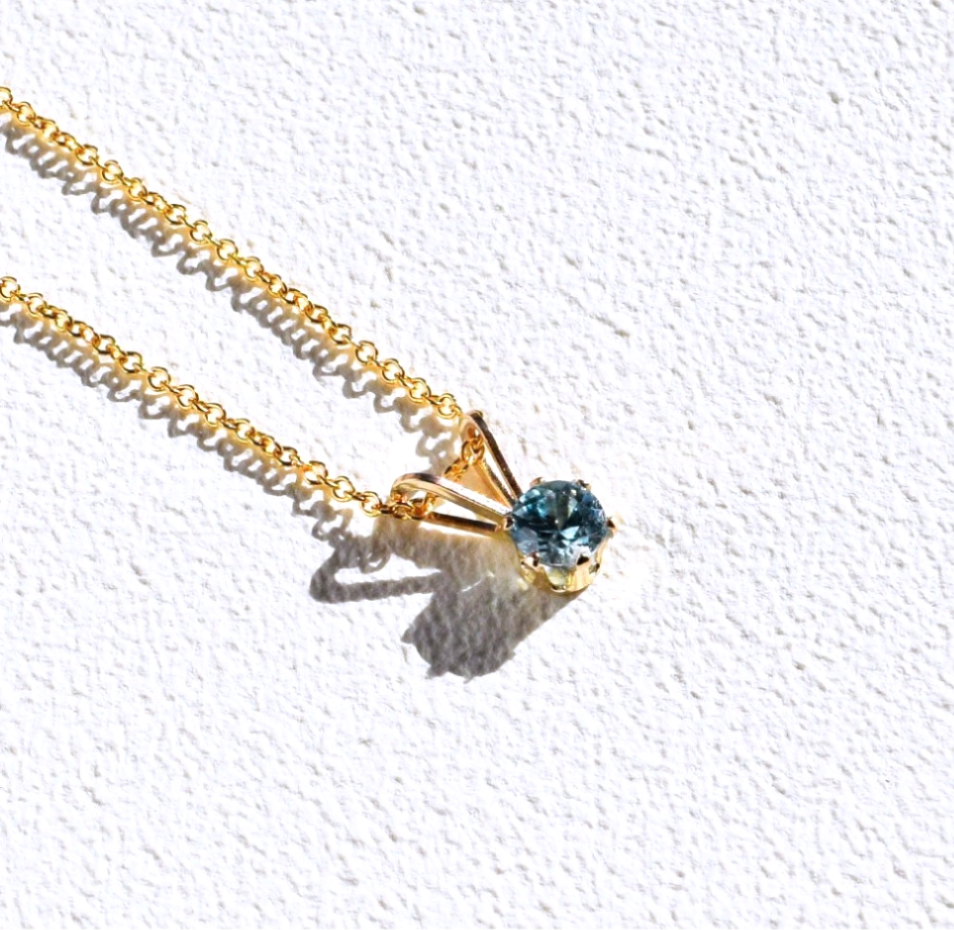 【再販】『平和』ブルージルコン ネックレス◇4mm【14kgf】12月誕生石◇アレルギー対応◇天然石◇ギフト◇MAY.K