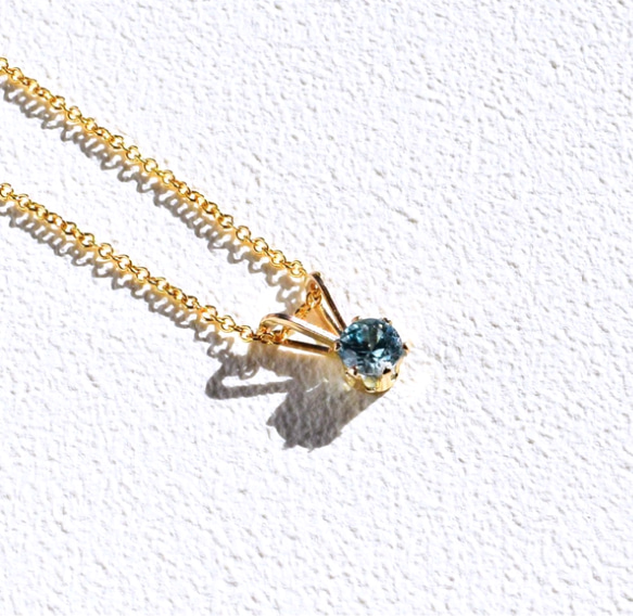 再販】『平和』ブルージルコン ネックレス◇4mm【14kgf】12月誕生石