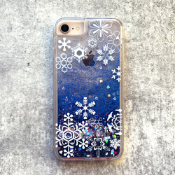 雪輪文様のグリッターケース iphone13 iPhone15 iphone14 雪 冬 宇宙 SE3 XR 他 2枚目の画像