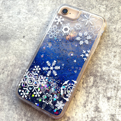 雪輪文様のグリッターケース iphone13 iPhone15 iphone14 雪 冬 宇宙 SE3 XR 他 5枚目の画像