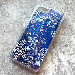 雪輪文様のグリッターケース iphone13 iPhone15 iphone14 雪 冬 宇宙 SE3 XR 他 4枚目の画像