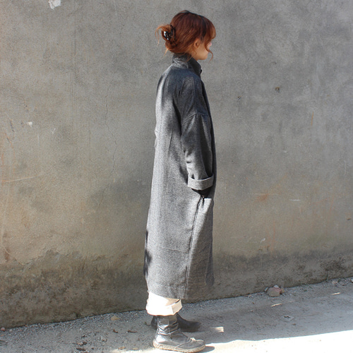 ほっこり冬素材◉ 国産ウールオーバーコート チャコールグレー コート