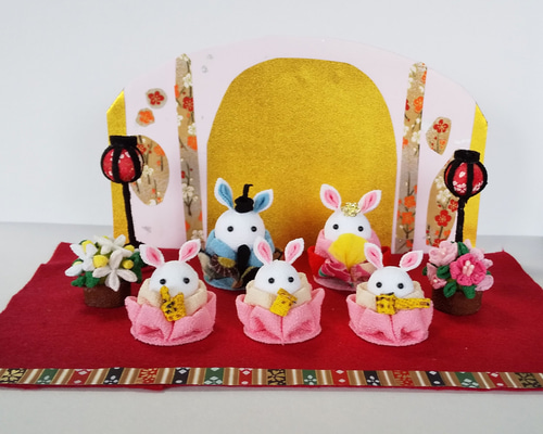 ひな祭り＊うさぎ雛＊つまみ細工＊お内裏様＊お雛様＊三人官女＊桜＊橘