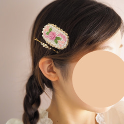 かぎ針編み クラシカルなバラのヘアピン(ローズカラー)  ヘアアクセサリー/バレッタ 4枚目の画像