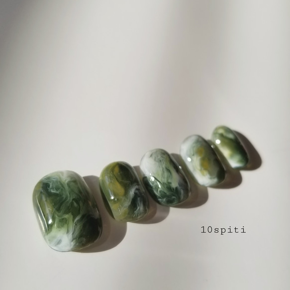 抹茶ラテネイル○両面テープ付○/ネイルチップ/ラテネイル/抹茶ラテ