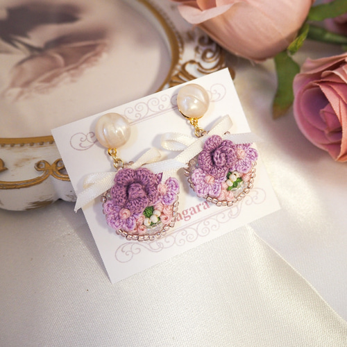 かぎ針編み お姫様の花束イヤリング・ピアス イヤリング