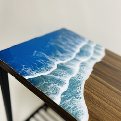 木製サイドテーブル波　サイドテーブル スリム ベッドサイドテーブル ソファーサイドテーブル ナイトテーブル コーヒー 3枚目の画像