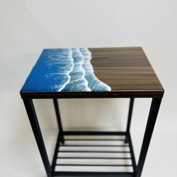 木製サイドテーブル波　サイドテーブル スリム ベッドサイドテーブル ソファーサイドテーブル ナイトテーブル コーヒー 4枚目の画像