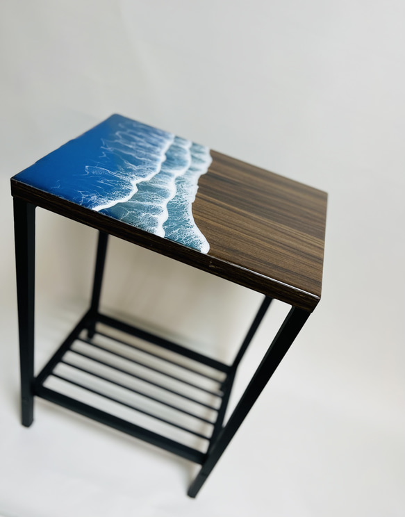 木製サイドテーブル波　サイドテーブル スリム ベッドサイドテーブル ソファーサイドテーブル ナイトテーブル コーヒー 6枚目の画像