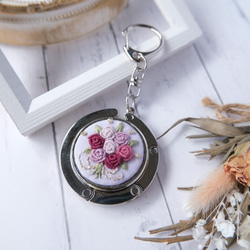 薔薇刺繍と花柄のぱっちんピンSet(オレンジB) ヘアピン ししゅばやし