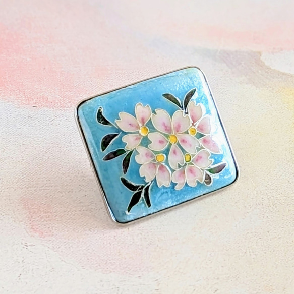 Creema限定』さくら｜桜の花【有線・銀張七宝、ブローチ＆ペンダント
