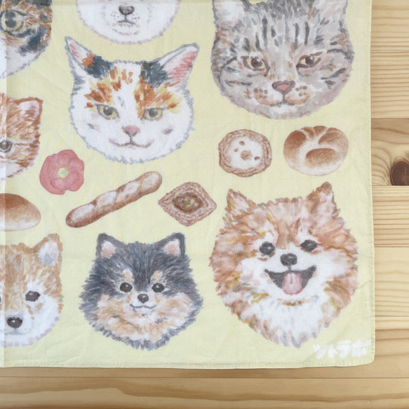 ハンカチ　猫と犬と花とパン 7枚目の画像