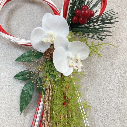 お正月2026】縦27センチ 紅白水引結びふたば B2 ゴールド稲穂 お正月