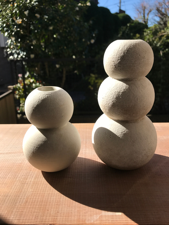 球のオブジェ花器　雪　2段 6枚目の画像