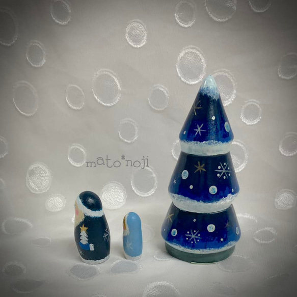 青いサンタとクリスマスツリーマト３人組 3枚目の画像