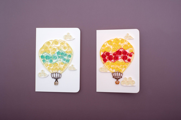 空飛ぶ気球のメッセージカード（レッド） 5枚目の画像