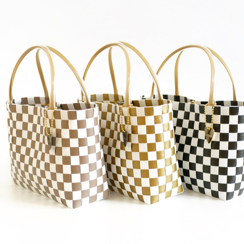 ♡２回のみ使用♡WOVEN チェック柄 かごバッグ ギンガムチェックボックスかごバッグ（ハンドバッグ）｜Edit Sheen