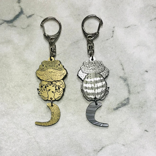 フトアゴヒゲトカゲ ぶらぶらキーホルダー アクセサリー トカゲ 両面
