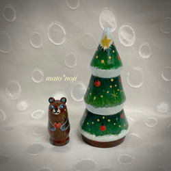 クマさんとリンゴのクリスマスツリーマト　2人組　 1枚目の画像