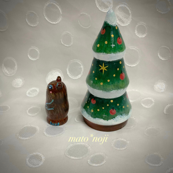 クマさんとリンゴのクリスマスツリーマト　2人組　 3枚目の画像