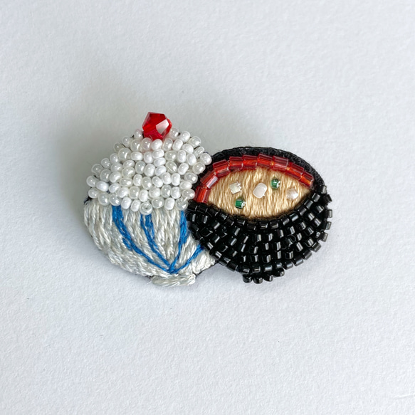 小林モー子　お味噌汁　ビーズブローチ 小林モー子 お味噌汁 ビーズブローチ 小林モー子ブローチ＆ピンセット