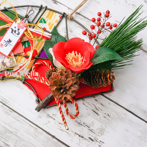 扇形壁掛け《正月飾り／普段使い両用》【2023Creema限定お正月