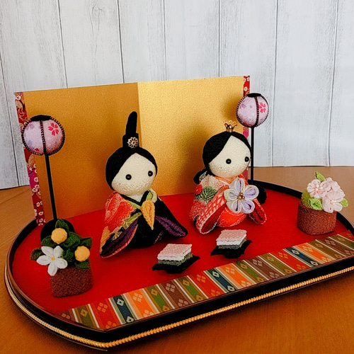 豪華版おひなさま お雛様 ひな人形 ちりめん ひな祭り(台座•金 豪華版おひなさま お雛様 ひな人形 ちりめん ひな祭り(台座•金