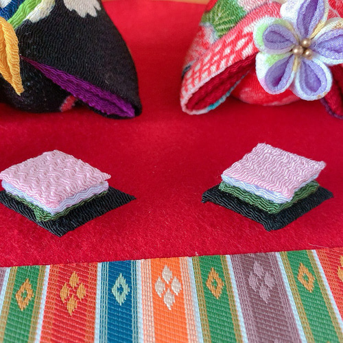 豪華版おひなさま お雛様 ひな人形 ちりめん ひな祭り（台座•金屏風