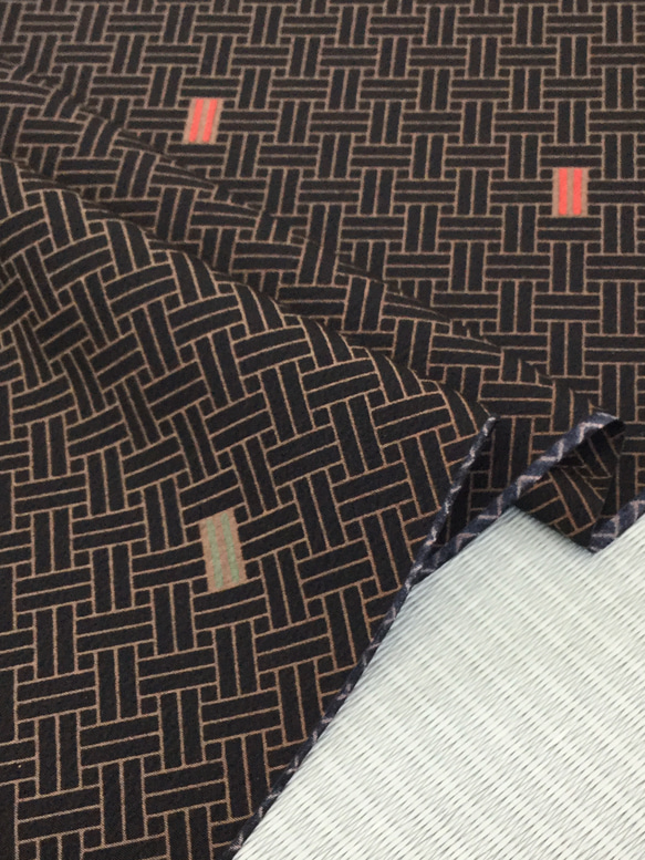 【洗える着物】袷｜単衣｜選べるＳ・Ｍ・Ｌ｜自分好みにお仕立て　◇ブラックの網代模様◇ 