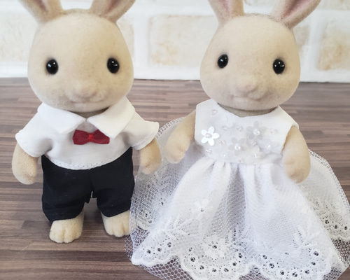 ハンドメイド シルバニアファミリー ペア大人服 ウェディング風 結婚式