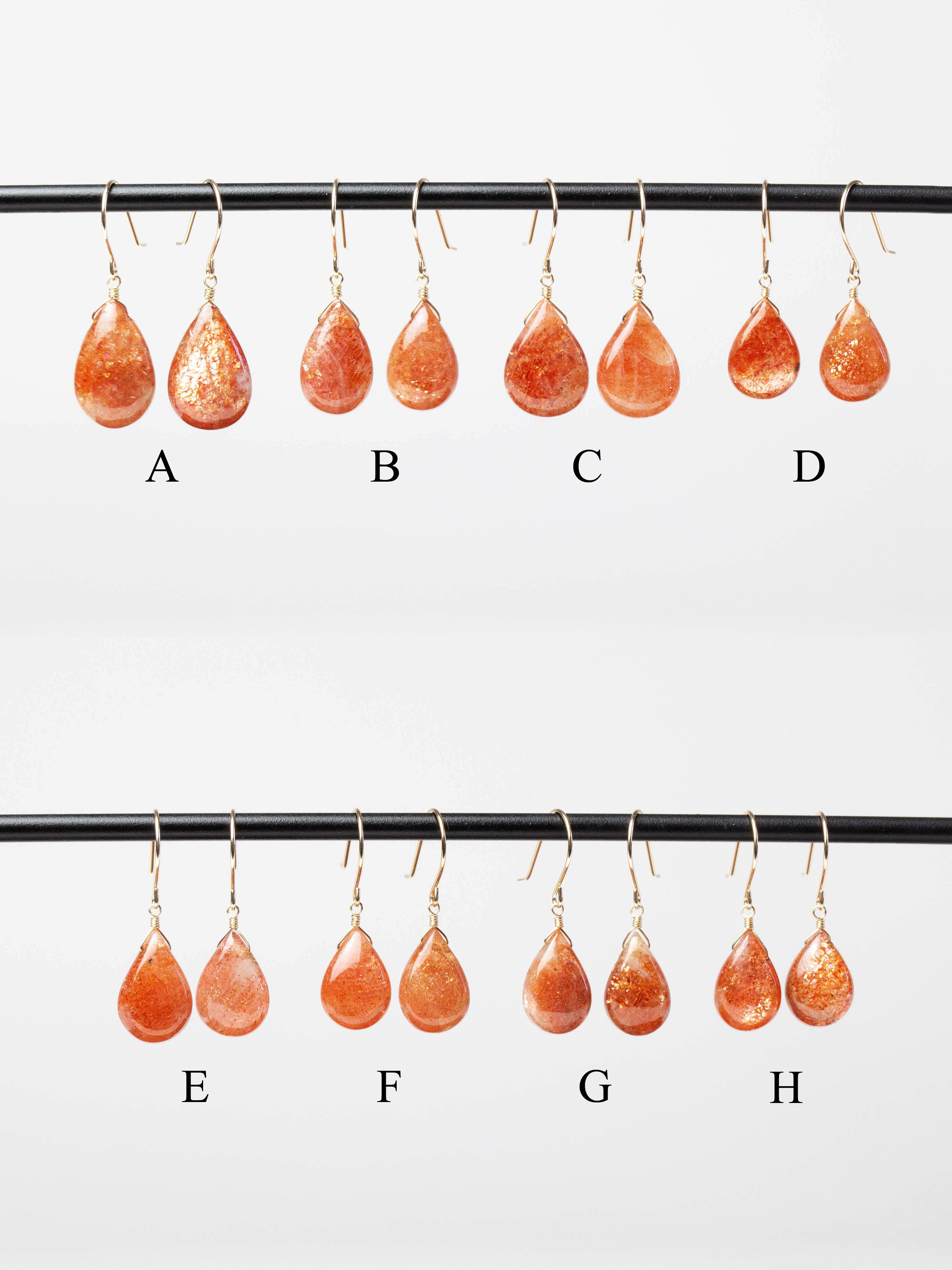 1点もの＊サンストーン ペアスムース ピアス-F