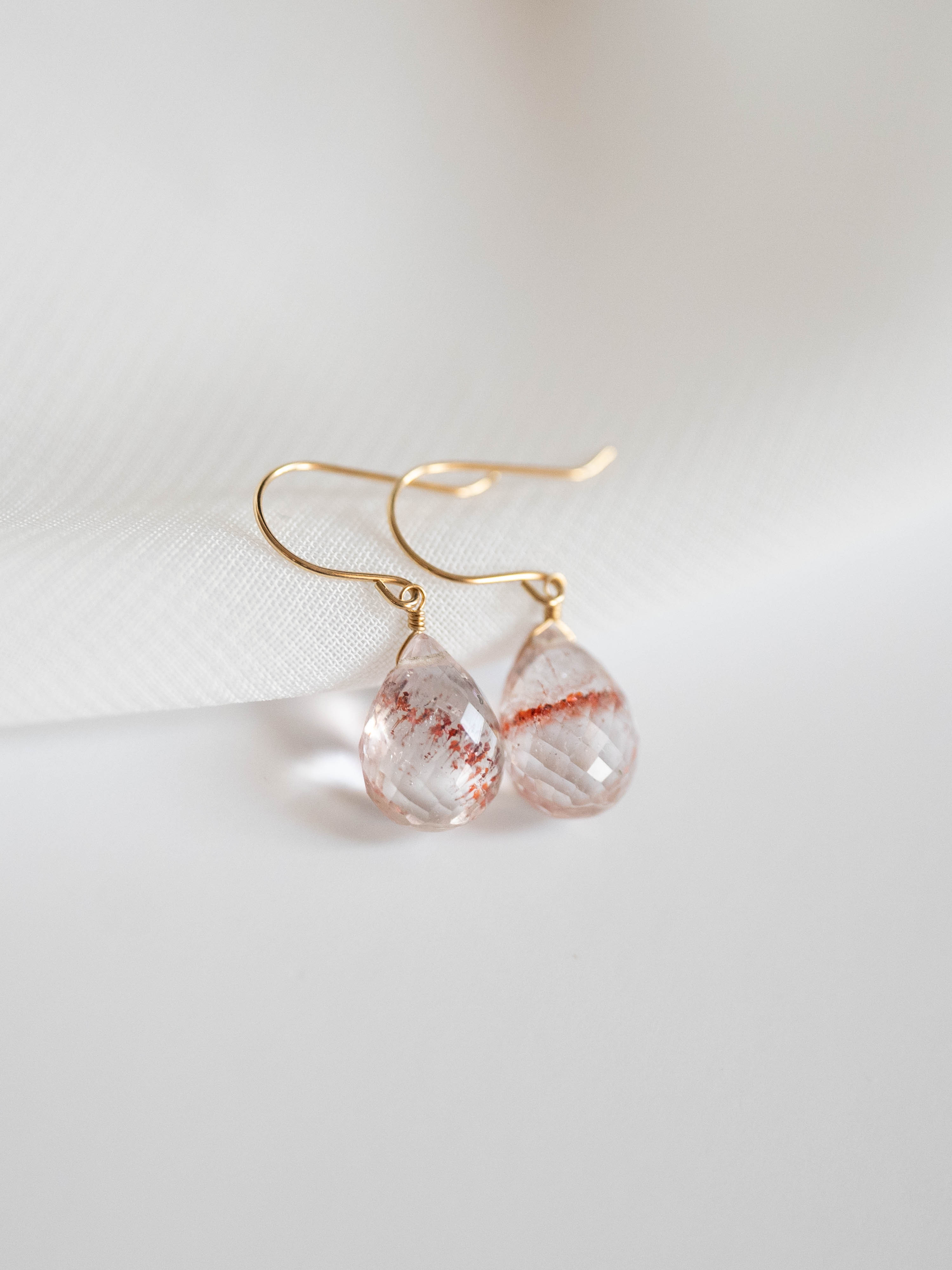 1点もの＊レピドクロサイトインクォーツ ペアシェイプ ピアス-A