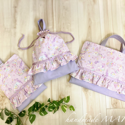 生地取り寄せ/受注製作】ユニコーン柄のラブリーなレッスンバッグ 3