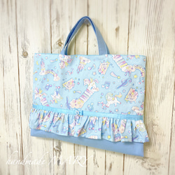 ユニコーン柄のラブリーなレッスンバッグ ブルー レッスンバッグ