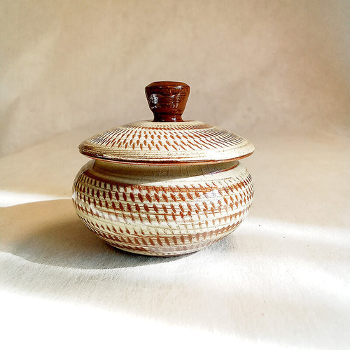 高取焼 高取焼き 柚子胡椒入れ 小壺 飛び鉋 元永陶苑 陶器 調味